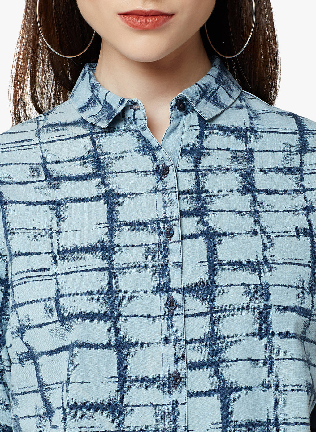 Blue Printed Shirt-Women Shirts-Crimsoune Club