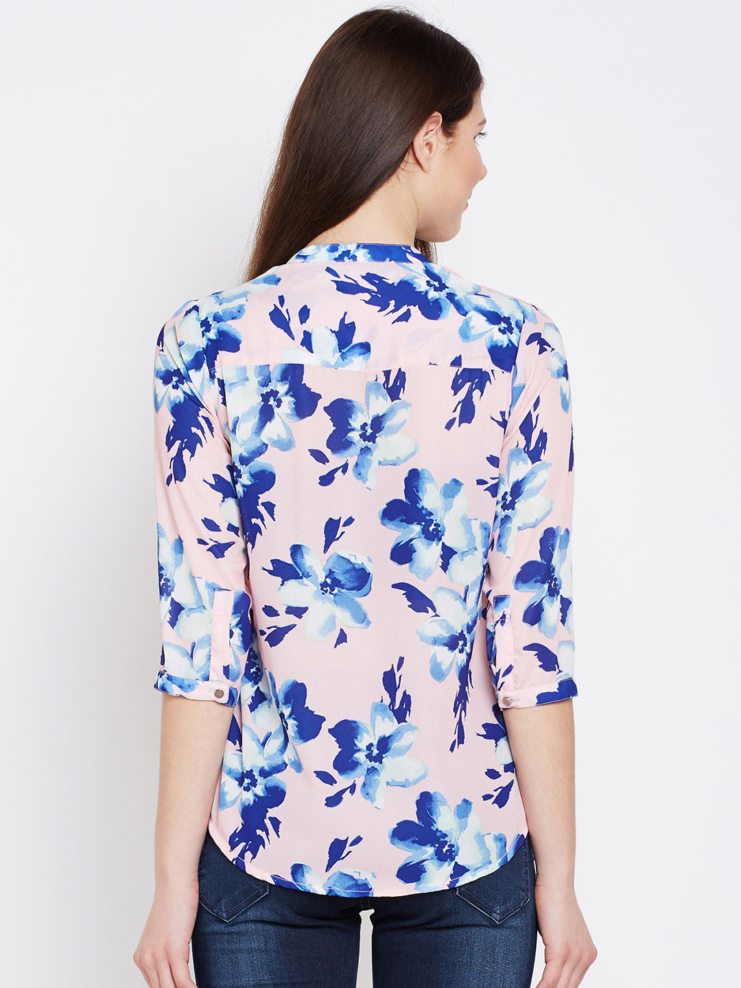 Pink Floral Printed Tops-Women Tops-Crimsoune Club