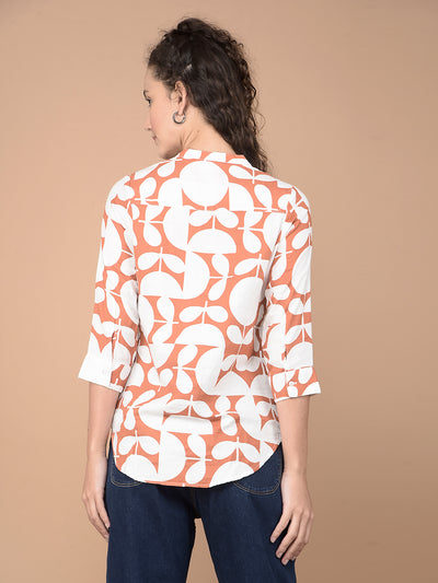 Orange Printed Top-Women Tops-Crimsoune Club