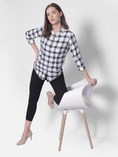 White Checked Shirt-Women Shirts-Crimsoune Club