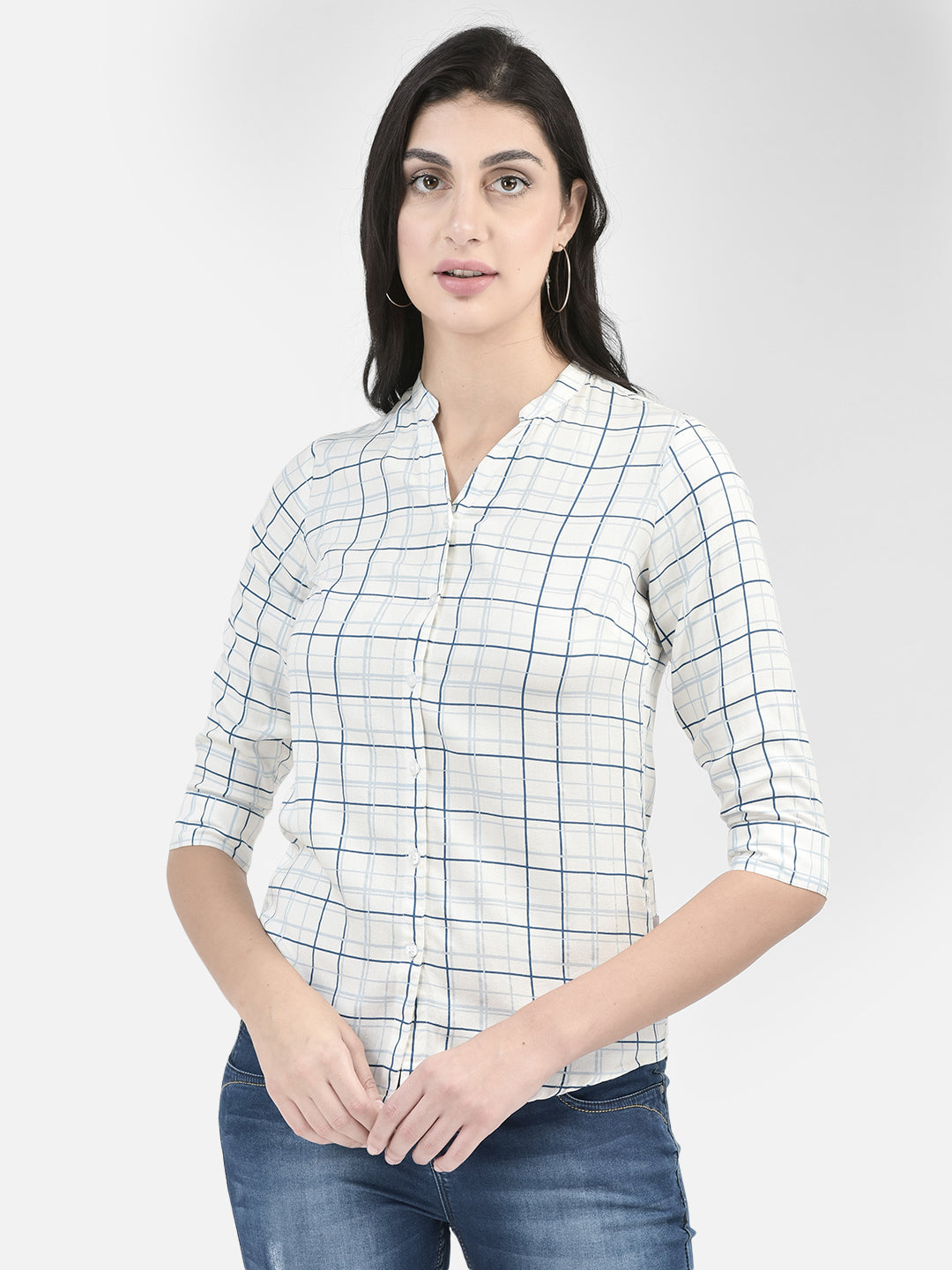 White Checked Shirt-Women Shirts-Crimsoune Club