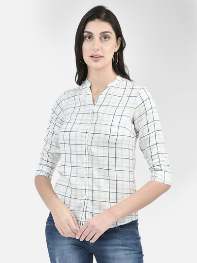 White Checked Shirt-Women Shirts-Crimsoune Club