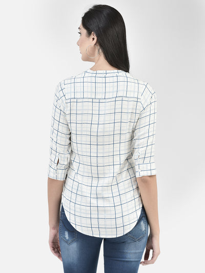 White Checked Shirt-Women Shirts-Crimsoune Club