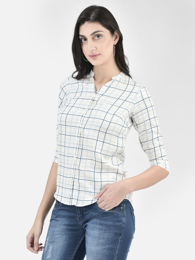 White Checked Shirt-Women Shirts-Crimsoune Club