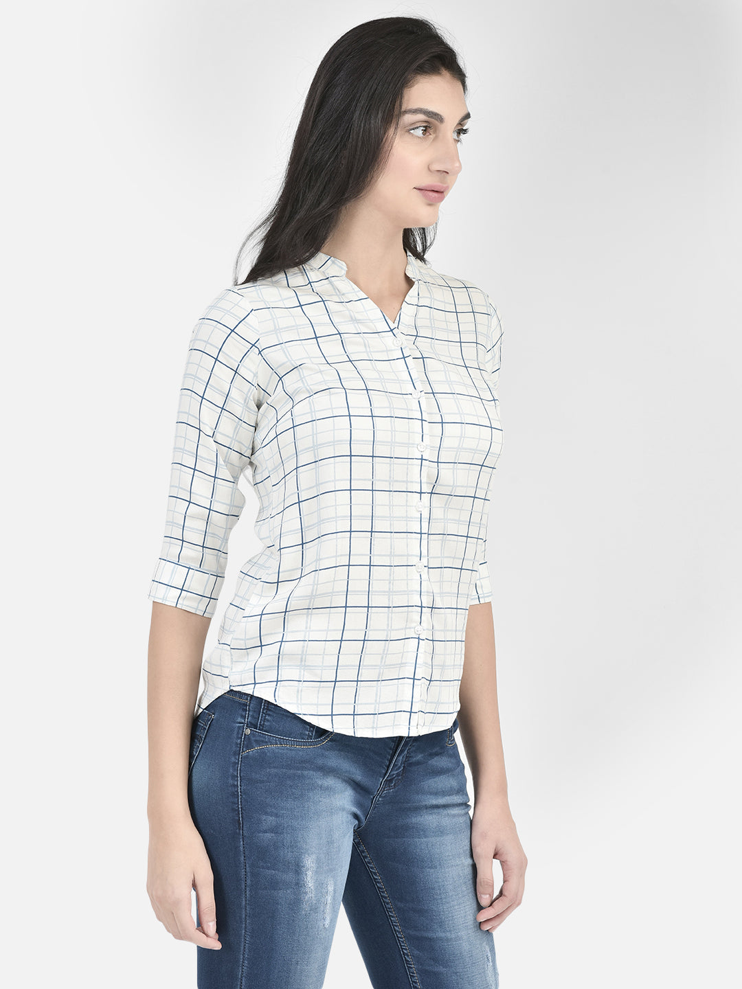 White Checked Shirt-Women Shirts-Crimsoune Club