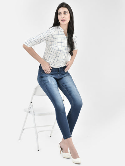 White Checked Shirt-Women Shirts-Crimsoune Club