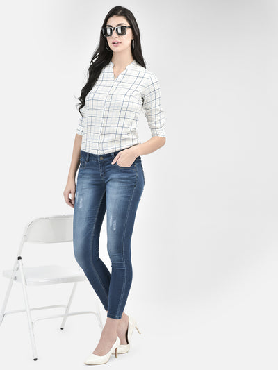 White Checked Shirt-Women Shirts-Crimsoune Club