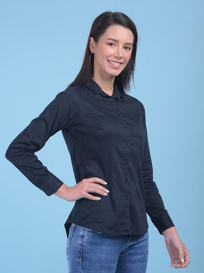 Navy Blue Shirt-Women Shirts-Crimsoune Club