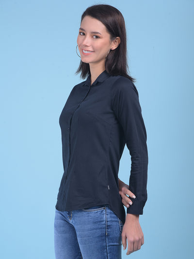 Navy Blue Shirt-Women Shirts-Crimsoune Club