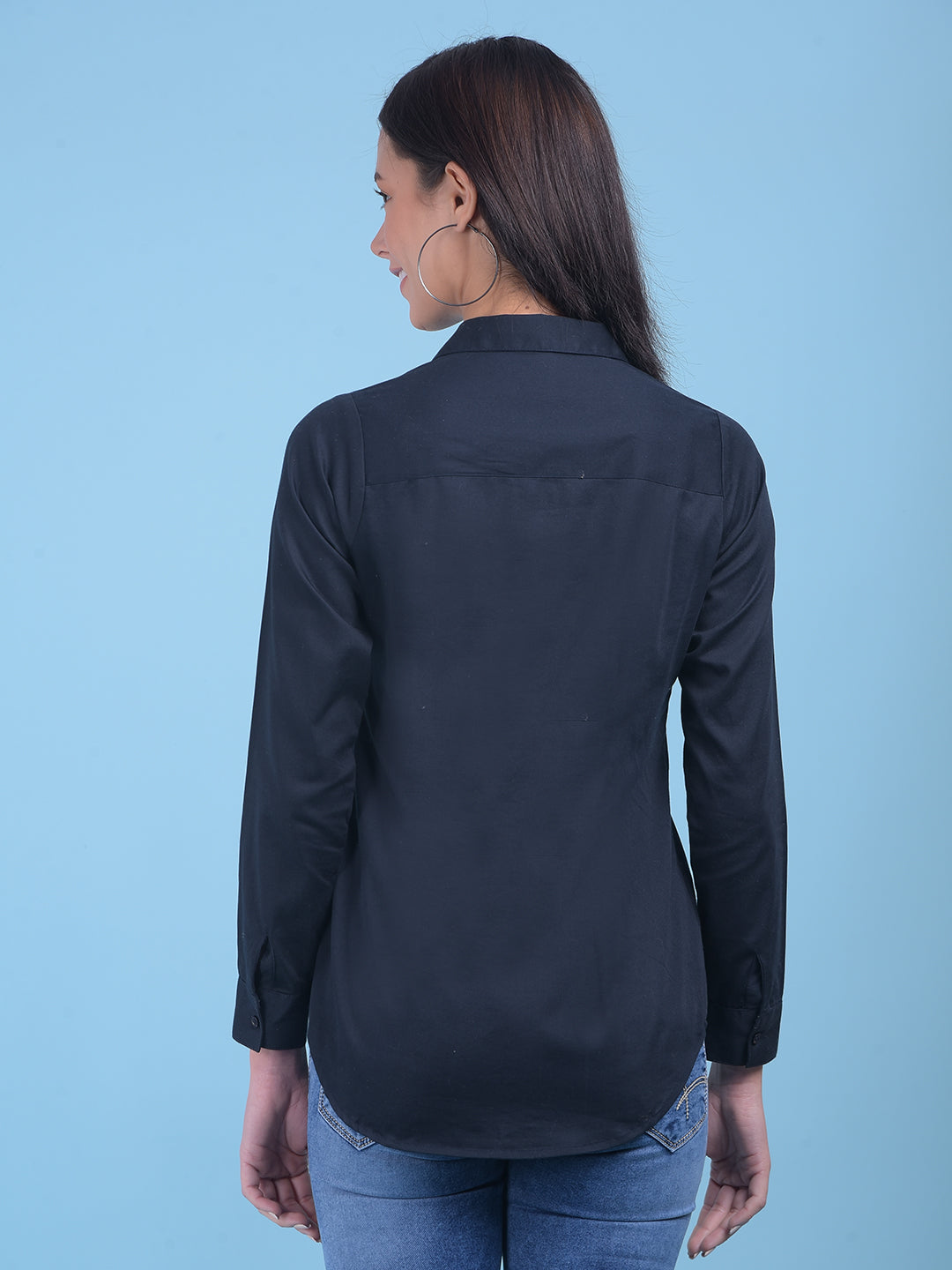 Navy Blue Shirt-Women Shirts-Crimsoune Club