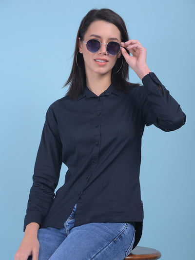 Navy Blue Shirt-Women Shirts-Crimsoune Club