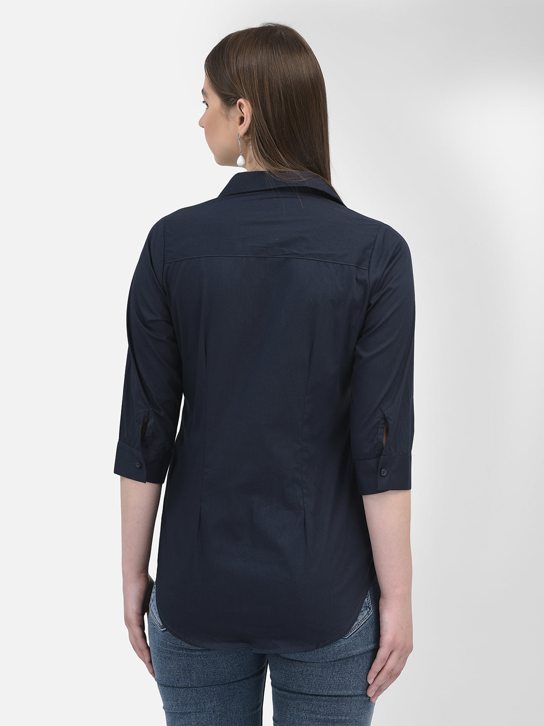 Navy Blue Shirt-Women Shirts-Crimsoune Club