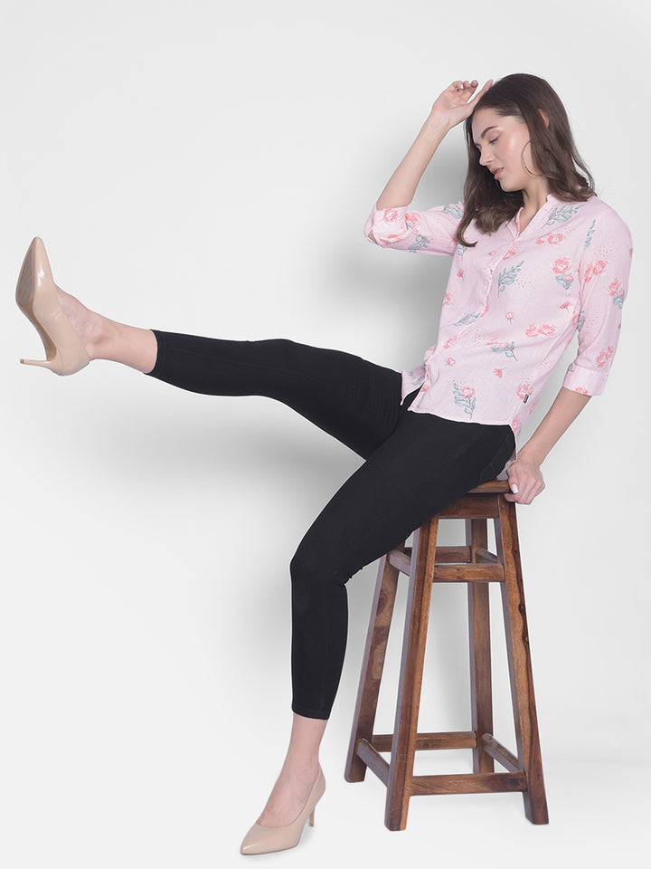 Pink Floral Shirt-Women Shirts-Crimsoune Club