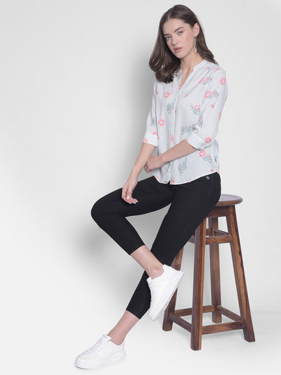 Green Floral Shirt-Women Shirts-Crimsoune Club