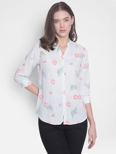 Green Floral Shirt-Women Shirts-Crimsoune Club