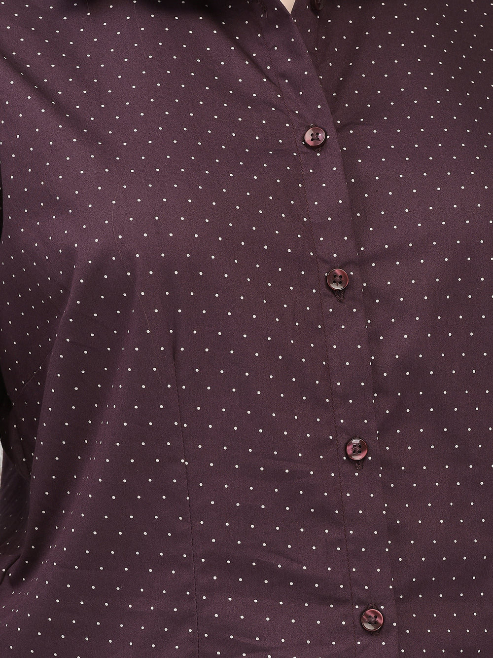 Maroon Polka Dots Shirt-Women Shirts-Crimsoune Club