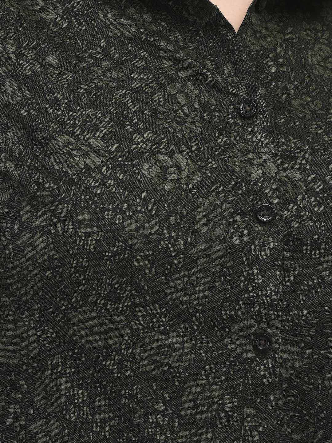 Floral Print Olive Shirt-Women Shirts-Crimsoune Club