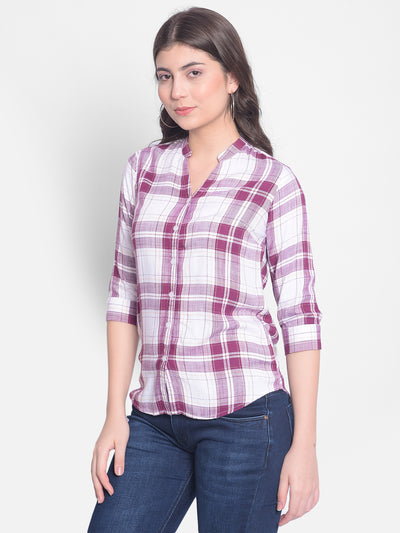 Maroon Checked Shirt-Women Shirts-Crimsoune Club