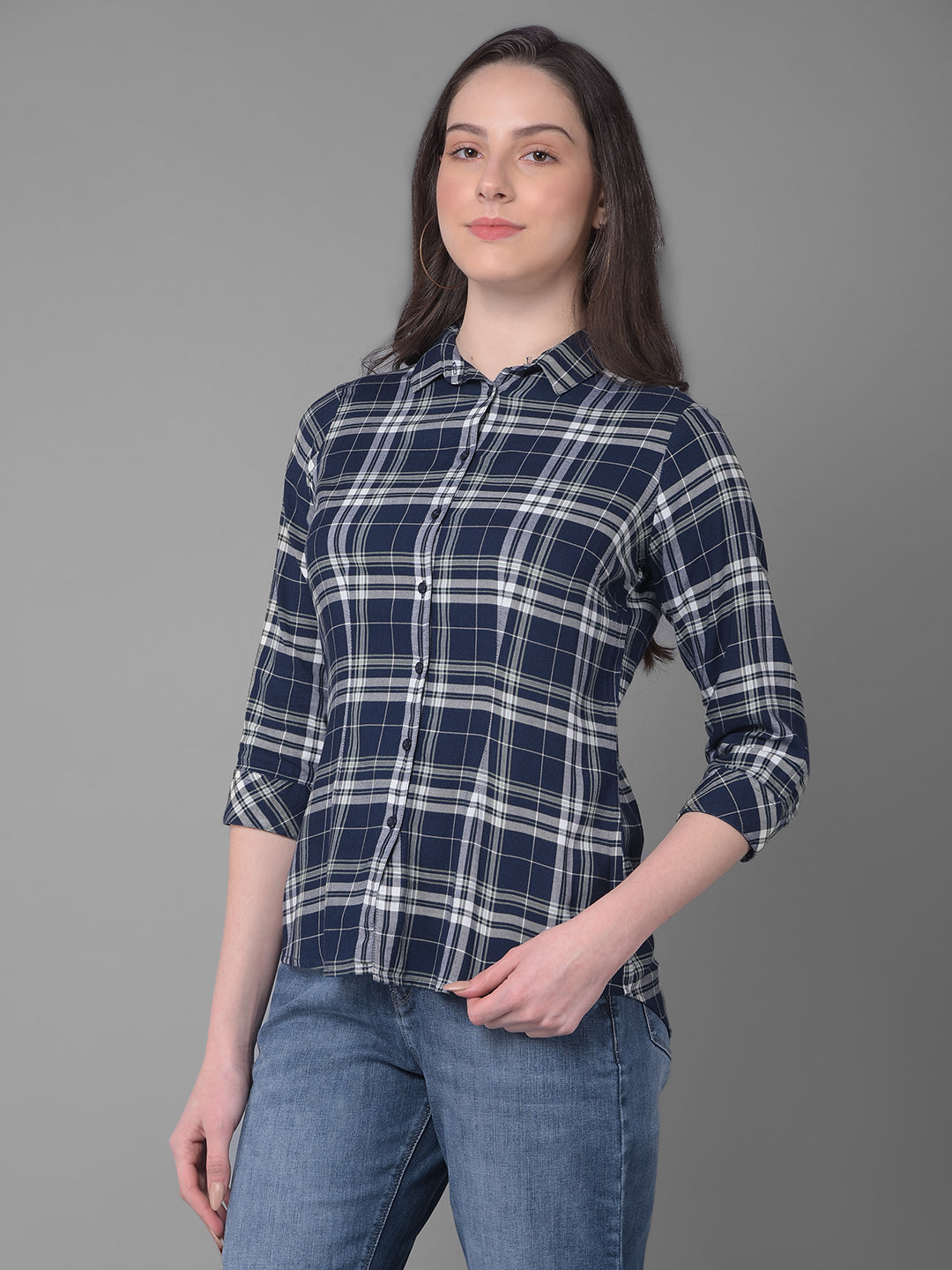 Navy Blue Shirt-Women Shirts-Crimsoune Club