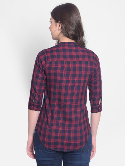 Red Checked Shirt-Women Shirts-Crimsoune Club