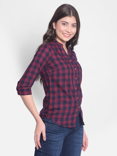 Red Checked Shirt-Women Shirts-Crimsoune Club