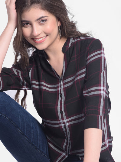 Maroon Checked Shirt-Women Shirts-Crimsoune Club