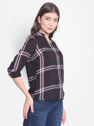 Maroon Checked Shirt-Women Shirts-Crimsoune Club