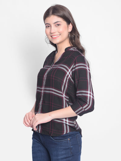 Maroon Checked Shirt-Women Shirts-Crimsoune Club
