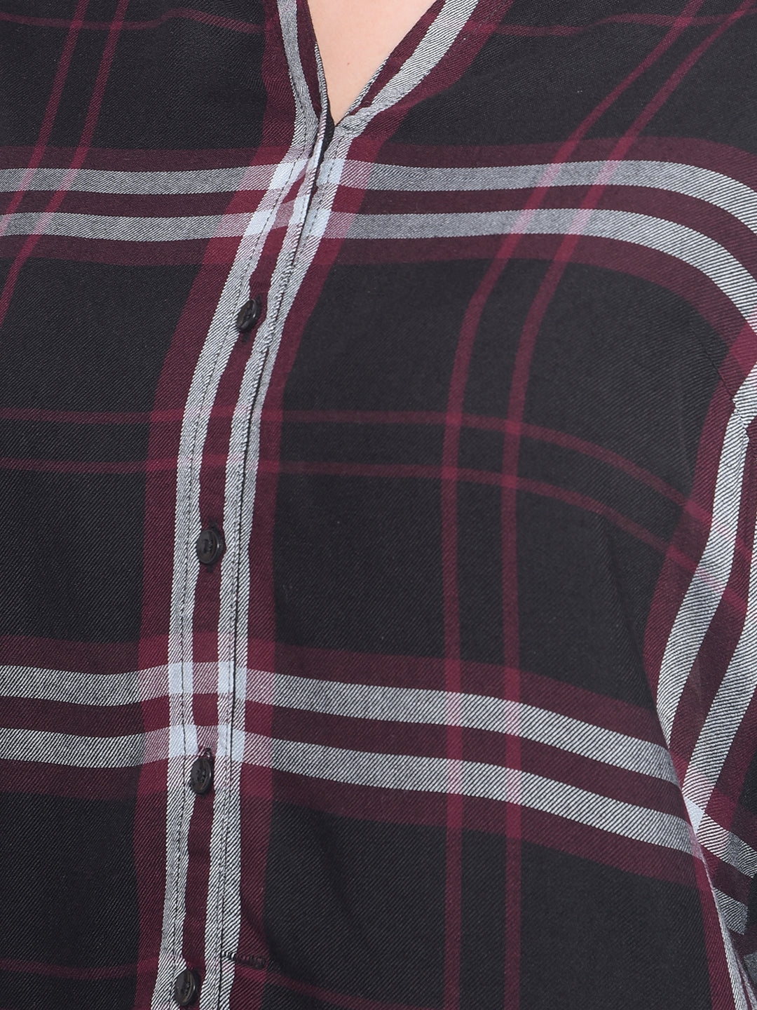 Maroon Checked Shirt-Women Shirts-Crimsoune Club
