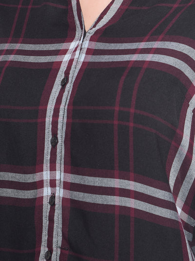 Maroon Checked Shirt-Women Shirts-Crimsoune Club