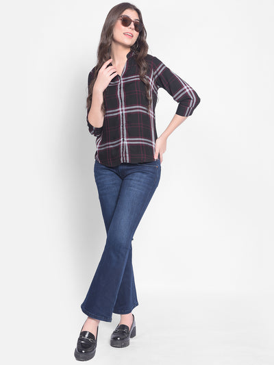 Maroon Checked Shirt-Women Shirts-Crimsoune Club