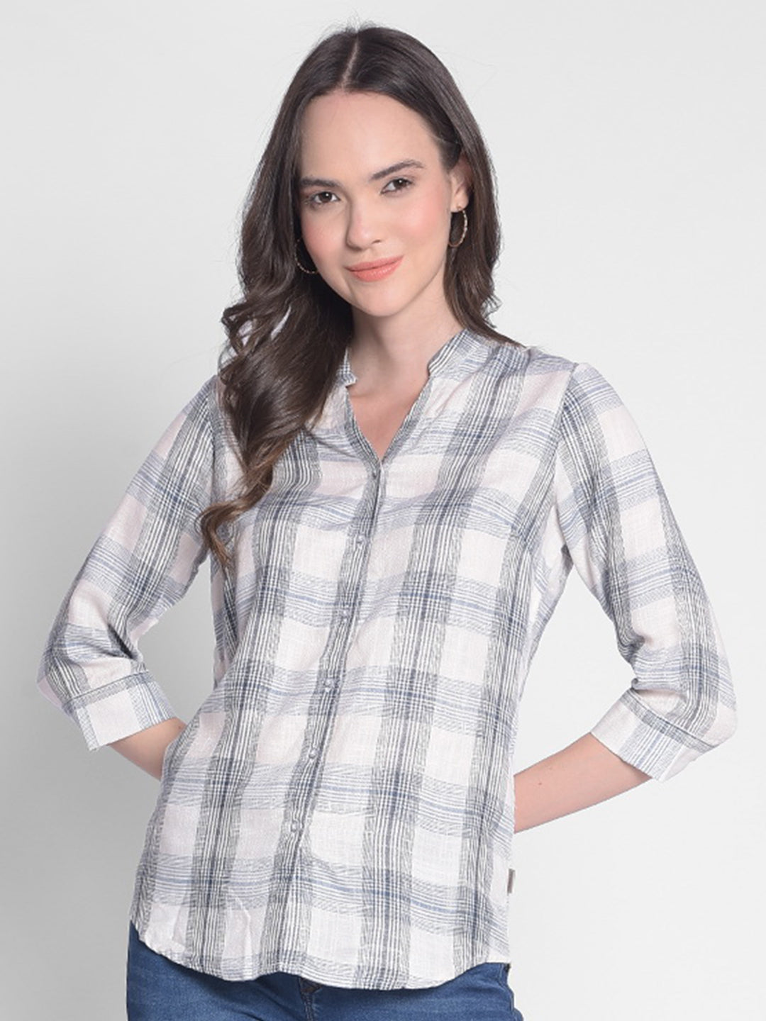 White Checked Shirt-Women Shirts-Crimsoune Club