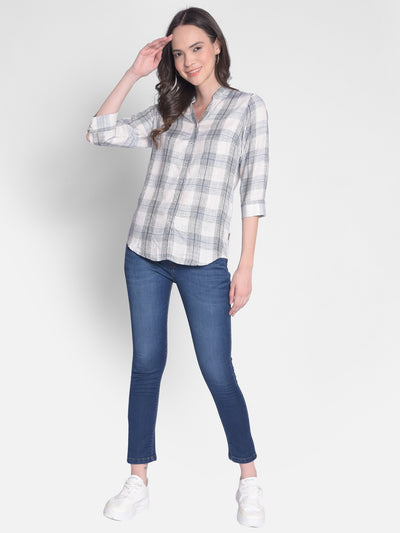 White Checked Shirt-Women Shirts-Crimsoune Club