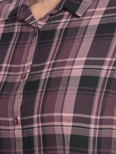 Brown Checked Shirts-Women Shirts-Crimsoune Club