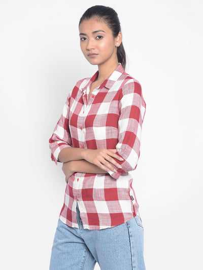 Red Checked Shirts-Women Shirts-Crimsoune Club