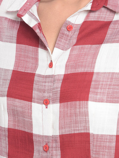 Red Checked Shirts-Women Shirts-Crimsoune Club