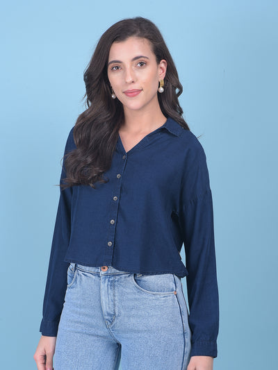 Navy Blue Shirt-Women Shirts-Crimsoune Club