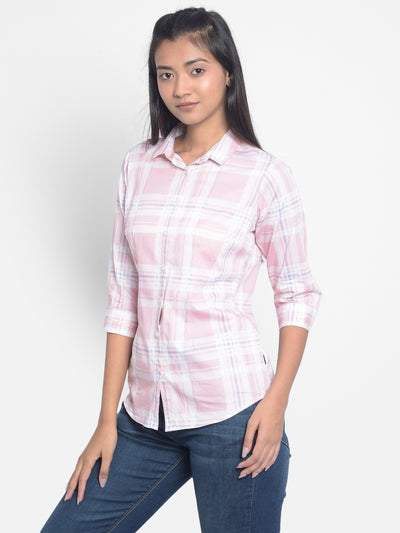 Pink Checked Shirts-Women Shirts-Crimsoune Club