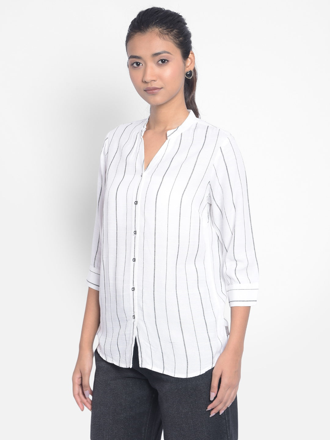 White Striped Shirts-Women Shirts-Crimsoune Club