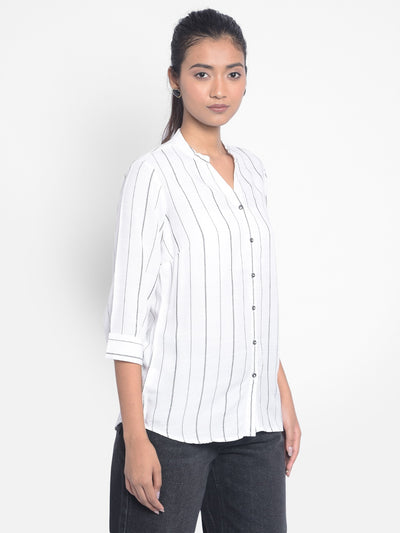 White Striped Shirts-Women Shirts-Crimsoune Club