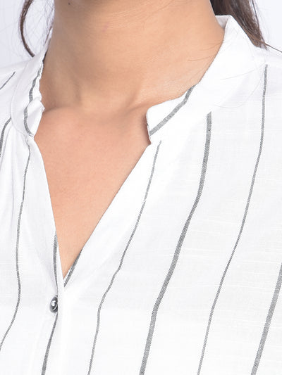 White Striped Shirts-Women Shirts-Crimsoune Club