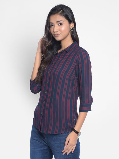 Red Striped Shirts-Women Shirts-Crimsoune Club