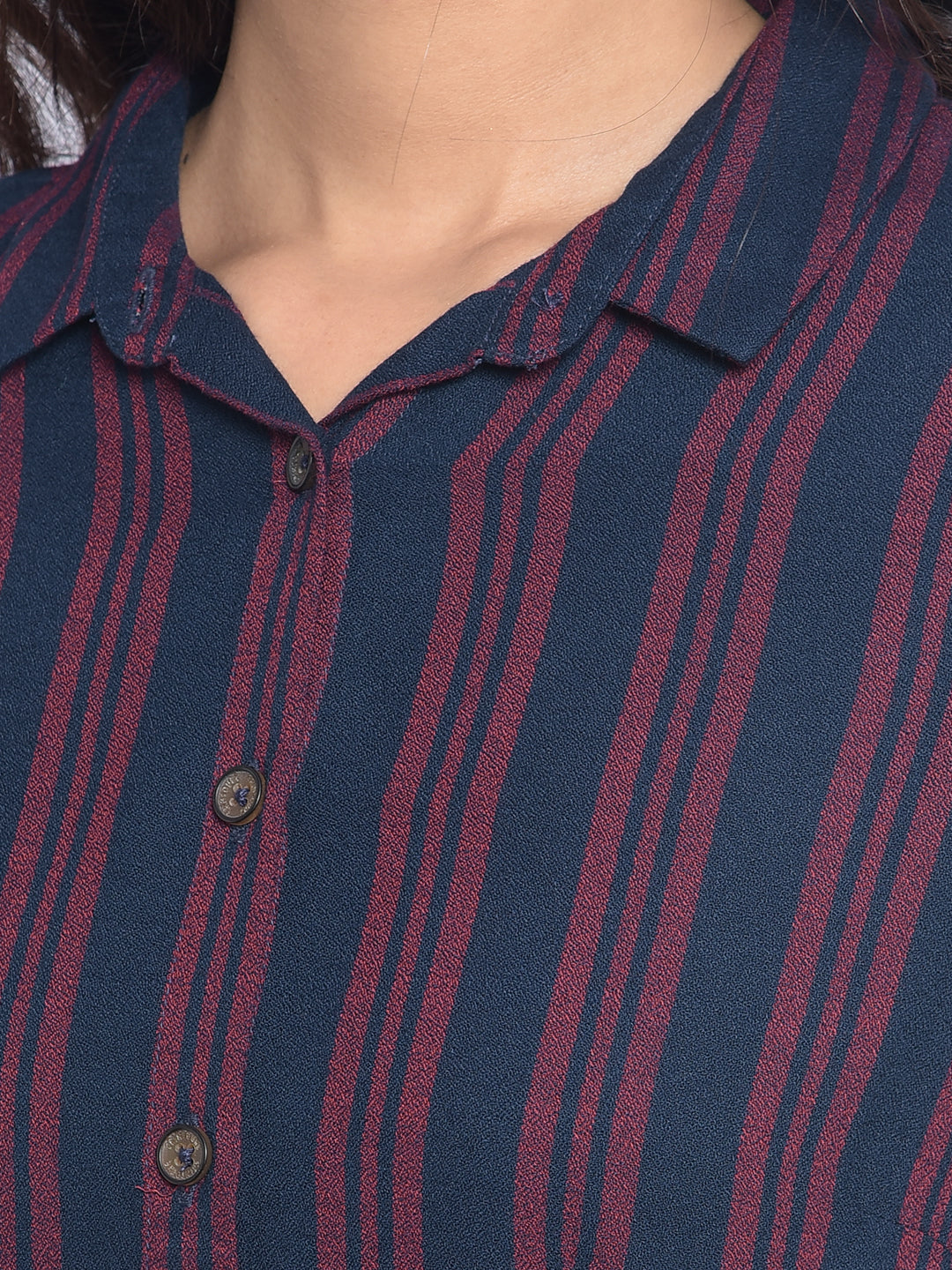 Red Striped Shirts-Women Shirts-Crimsoune Club