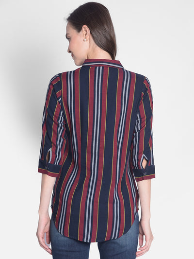 Red Striped Shirt-Women Shirts-Crimsoune Club