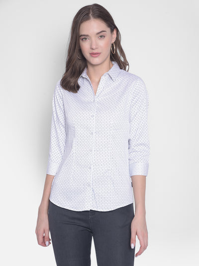 White Printed Shirt-Women Shirts-Crimsoune Club