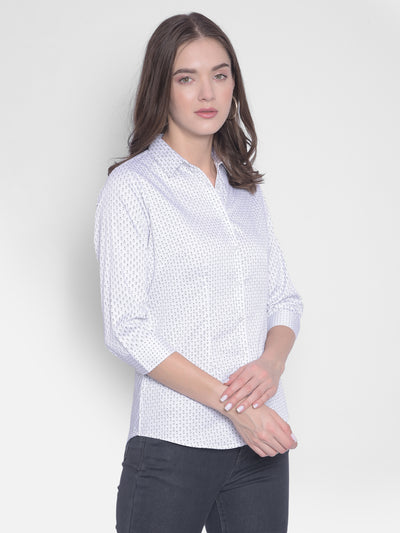 White Printed Shirt-Women Shirts-Crimsoune Club