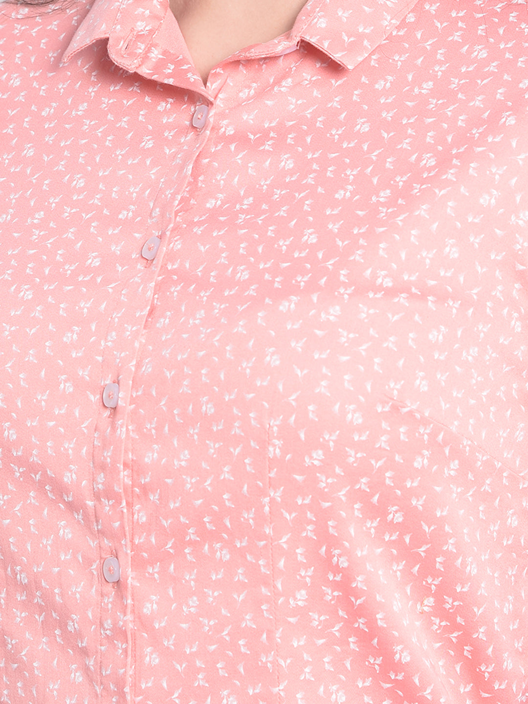 Peach Printed Shirt-Women Shirts-Crimsoune Club