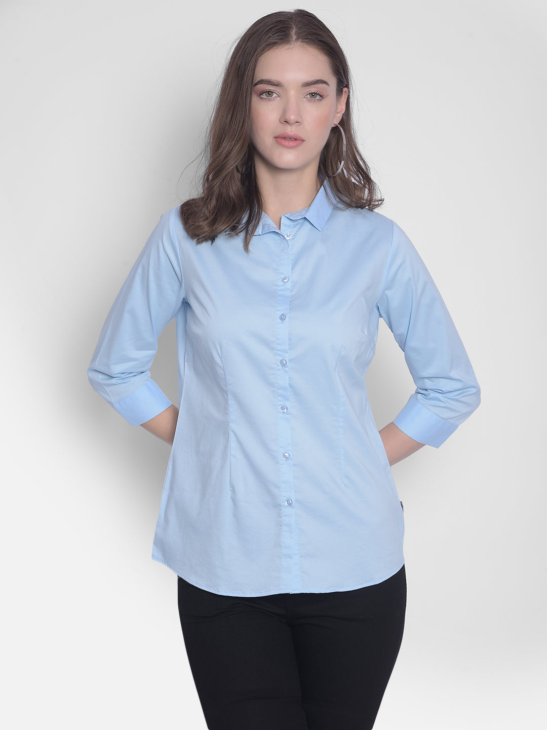 Blue Shirt-Women Shirts-Crimsoune Club