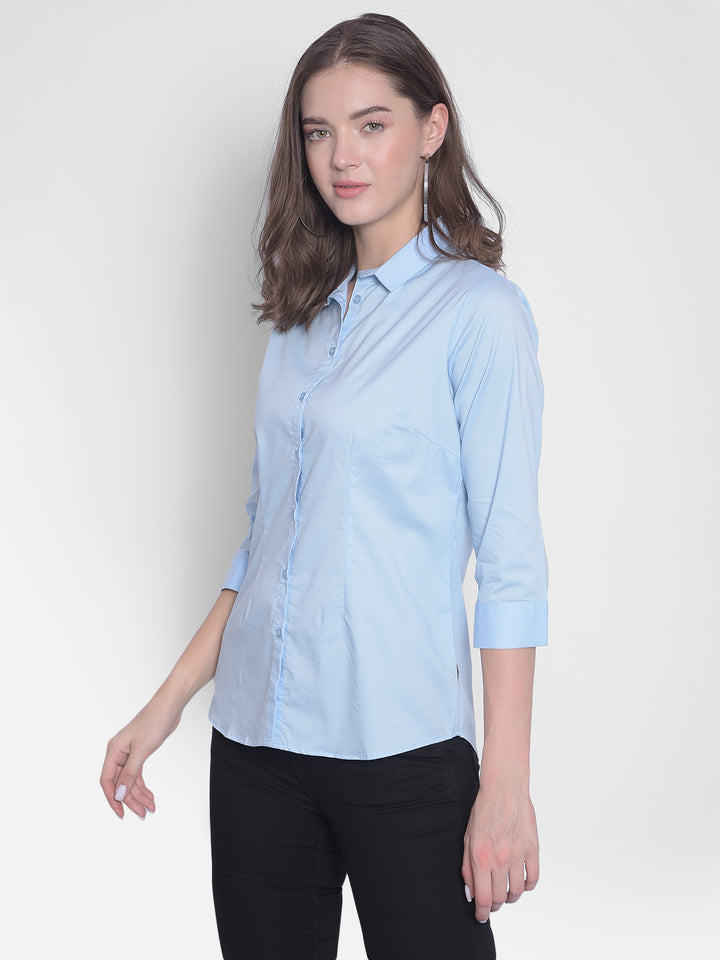 Blue Shirt-Women Shirts-Crimsoune Club