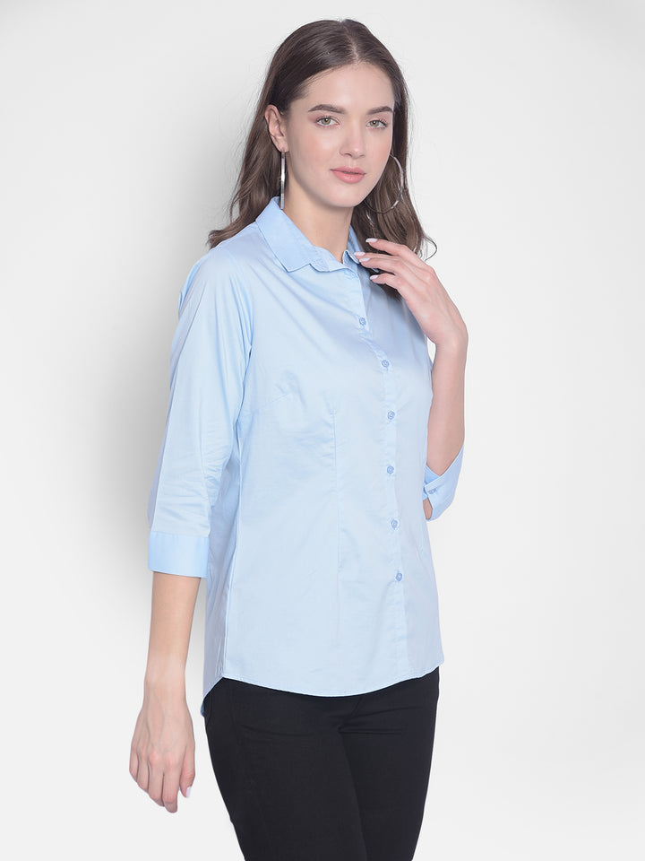 Blue Shirt-Women Shirts-Crimsoune Club